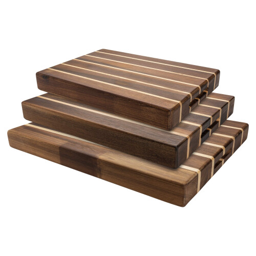 Grunwerg Rockingham Forest WB-54030CR Extra Thick Multi-Wood Rectangular Chopping Board, Carbonized Acacia & Rubber 2