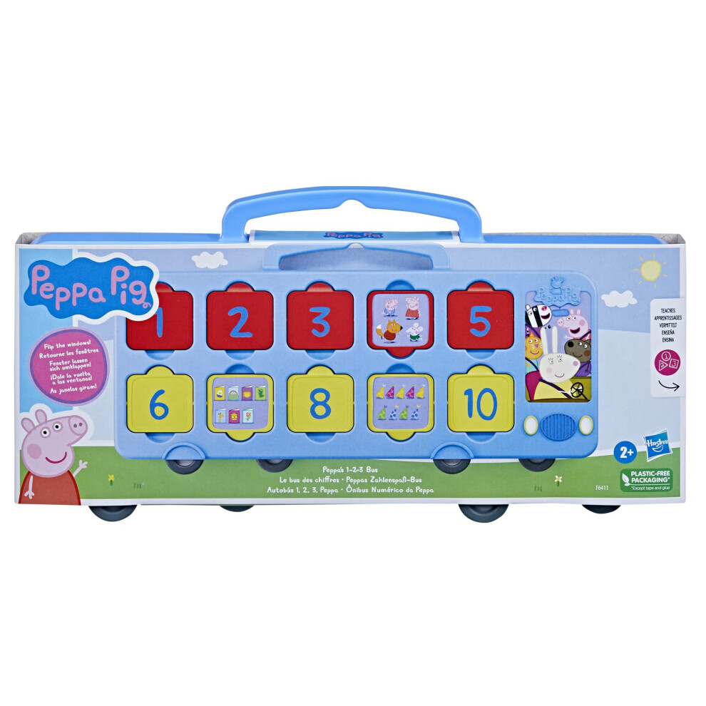 F64115L1 Pig Peppa's 1-2-3 Bus, 1 to 10 Counting, Interactive Preschool Toys, Multi, Medium