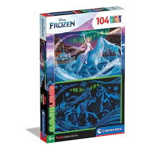 27548 Lights Collection-Disney Frozen 2, Glow in The dark-104 Pieces-Jigsaw Kids Age 6-Made in Italy, Cartoon Puzzles, Multicoloured