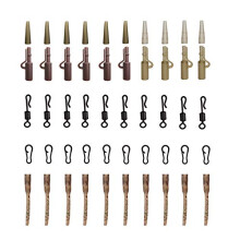 50pcs Carp Fishing Accessories Kit Contains Anti Tangle Sleeves Quick Change Swivels Safety Lead Clips Tail Rubber Tube Speed Links for Carp Tackle