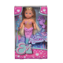 105733424 Evi Love Little Mermaid, 2 Assorted Colours, Only One Item Delivered, Evi as Mermaid, Movable Tail Fin, with Seahorse, 12 cm Dressing Doll,