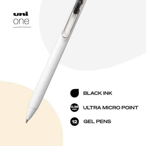 Uni-Ball one Retractable Gel Pens, Ultra Micro Point (0.38mm), Black Ink, 12 Count 1