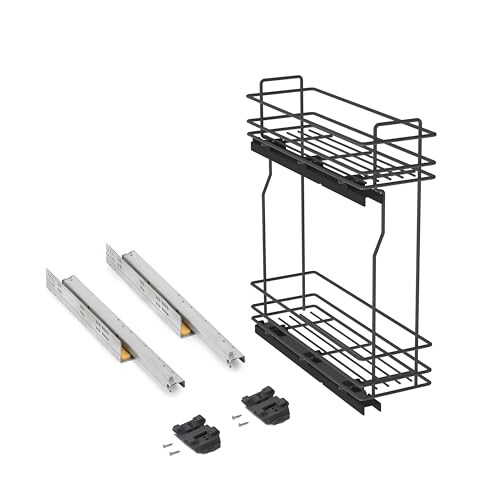 - Pull out bottle rack with soft closeTitaneMax, Side Mount, Soft Closing, Module 200 mm, Steel, Anthracite Grey