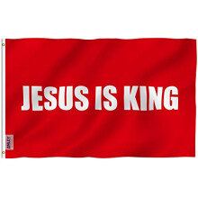 Fly Breeze 3x5 Foot Jesus is King Flag - Vivid Color and Fade Proof - Canvas Header and Double Stitched - White Christian Flags Polyester with Brass