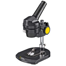 Microscope 20x Illumination for observing stones, coins, leaves or similar including two-tone object plate and sturdy transport case.