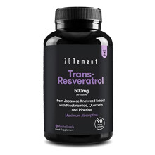 Trans-Resveratrol 500mg, with Nicotinamide, Quercetin and Piperine, 90 Capsules | Anti-Aging, Healthy Aging, Antioxidant | Vegan, Preservatives Free,
