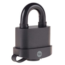 Y221B/52/125/1 - Brass Closed Shackle Padlock (51mm) - Black Outdoor Weatherproof Lock for Chain, Door, Gate, Toolbox - 3 Keys - HIGH Security