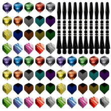 60-piece dart wings with 10-piece black dart shafts, dart accessory set, plastic dart set, 3 multi-colors, suitable for dart game.