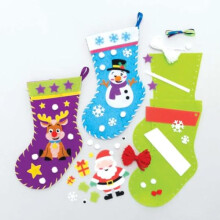 FC147 Christmas Stocking Kits - Pack of 3, Christmas Arts and Crafts for Kids to Make and Display, Make Your Own Xmas Decorations