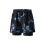 Double Layer Men's Flat Angle Printed Swimming Trunks Black 4XL 2