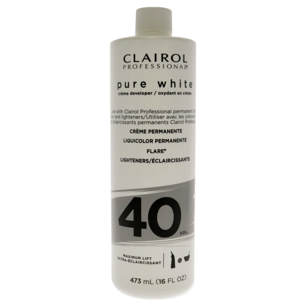 Pure White 40 Volume Creme Developer by Clairol for Unisex - 16 oz Lightener