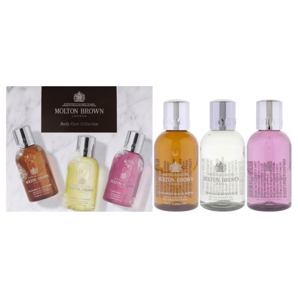 Spicy and Cytrus Body Care Collection Set by Molton Brown for Unisex - 3 Pc 3.3oz Re-Charge Black Pepper Bath and Shower Gel, 3.3oz Shower Gel