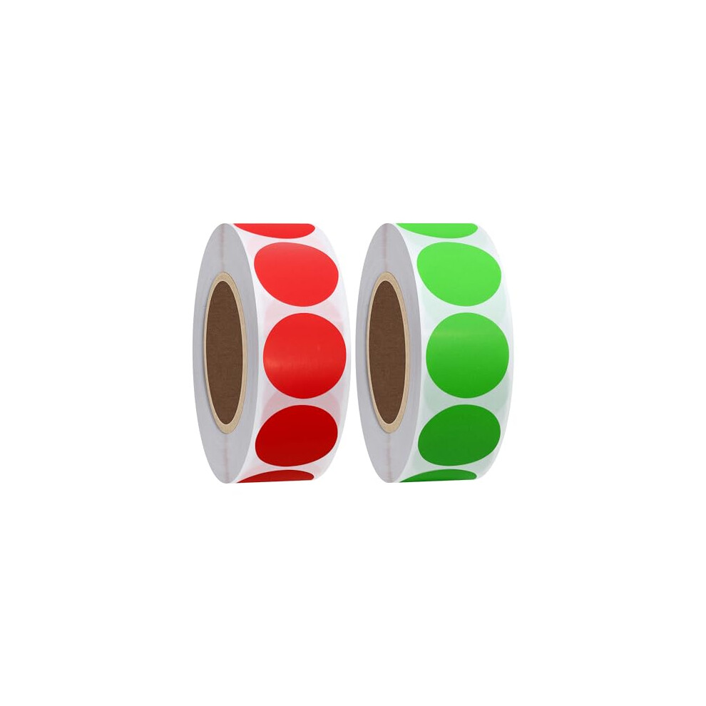 Color Coding Dot Labels 25mm Round Natural Paper Stickers Adhesive Label Green+Red Total 2 Rolls