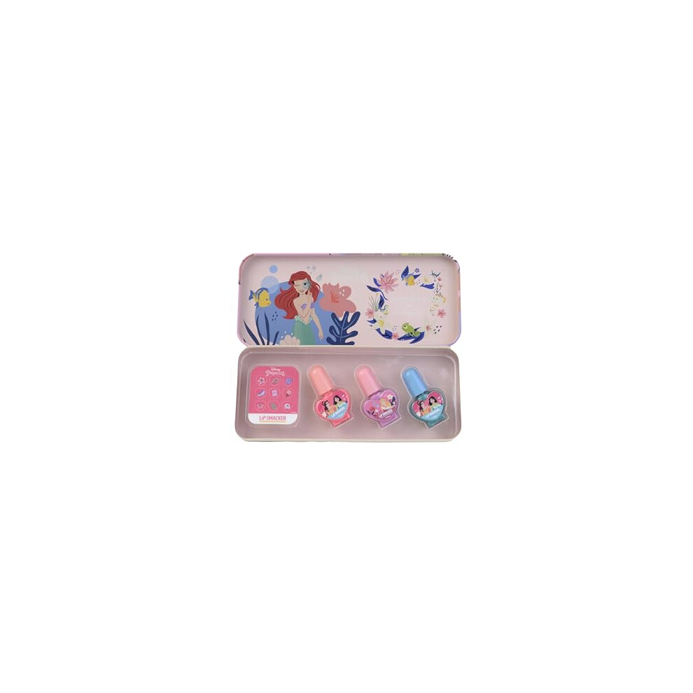 Lip Smacker Disney Princess Nail Polish Tin Set, Nail Polish Giftset For Kids Including 3 Nail Polishes Colors And Princess-Inspired Stickers For Your Kids'