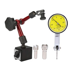 Flexible Magnetic Base Holder Stand with Installation Accessories & Lever Dial Test Indicator Gauge Scale Precision Shockproof - Useful Tool for