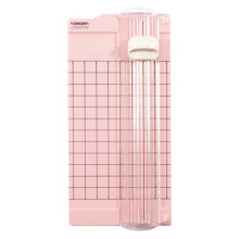 2137-061 Mini Papierschneider Rosa, 6,5 x 15,3 cm, Kleine Papierschneidemaschine Angaben in Zentimeter und Zoll Zum Basteln mit Papier, Pink, 2.5 x 6