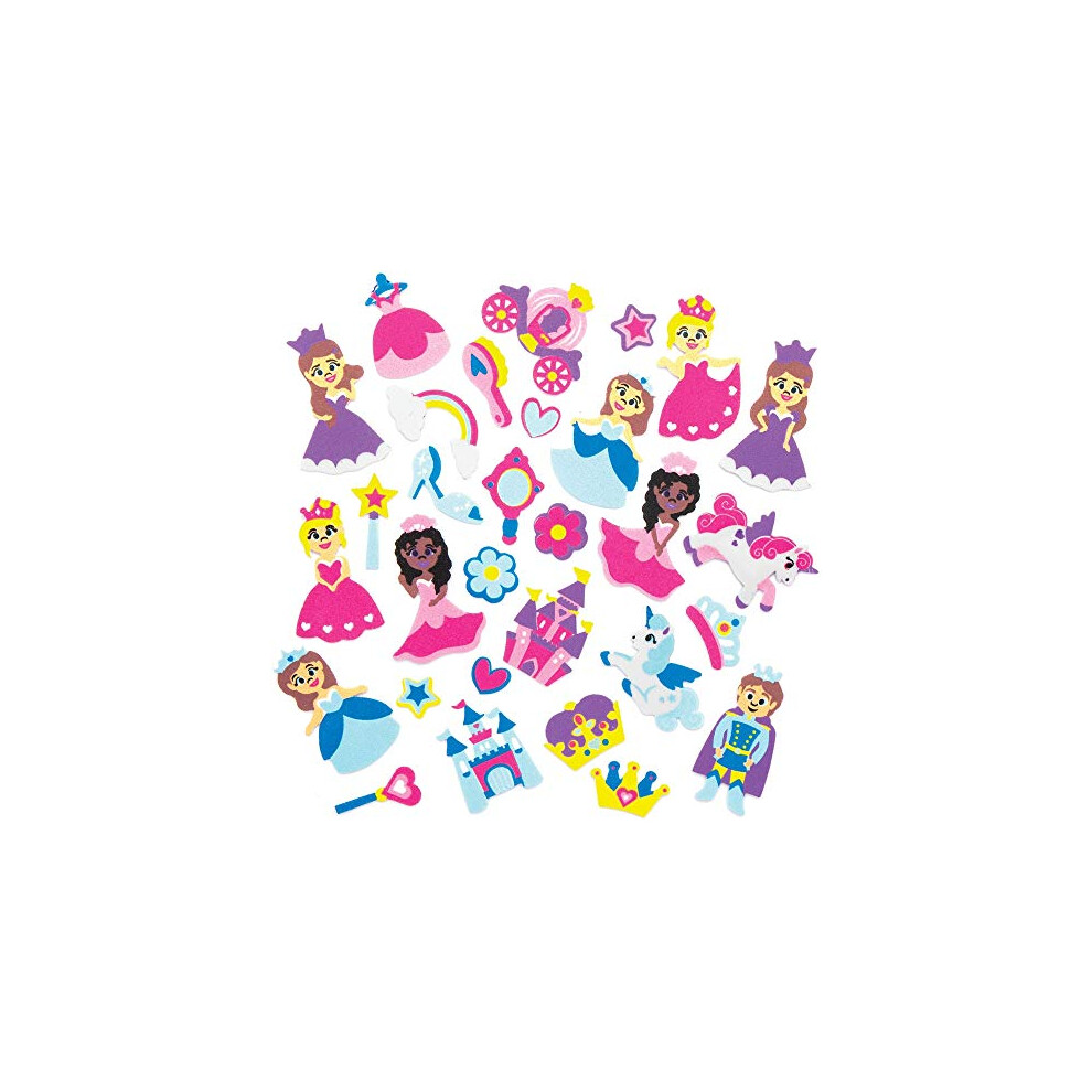 Baker Ross Ax119 Princess Foam Stickers, Small Stickers For Children's Art And Craft Projects (120 Pack)