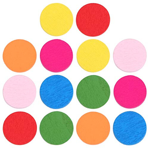 100pcs Wood Learning Counters Colorful Round Discs Math Practice Tools Educational Counting Sorting Probability Activities for Kids Children (Mixed