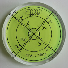 Acrylic Large Spirit Bubble Level (Green Liquid) 60mm Diameter, Degrees - Acrylic Housing, Surface Level, Bulls Eye Bullseye Vial Round -Perfect for