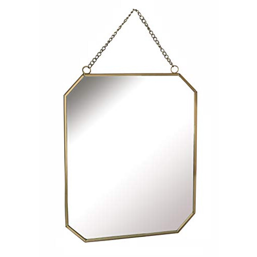 Vintage Style Rectangular Metal Framed Mirror with Chain 2