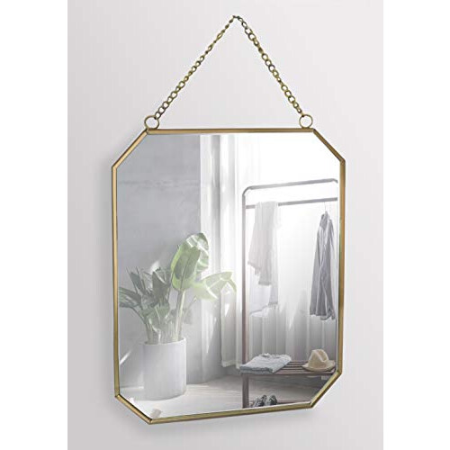 Vintage Style Rectangular Metal Framed Mirror with Chain