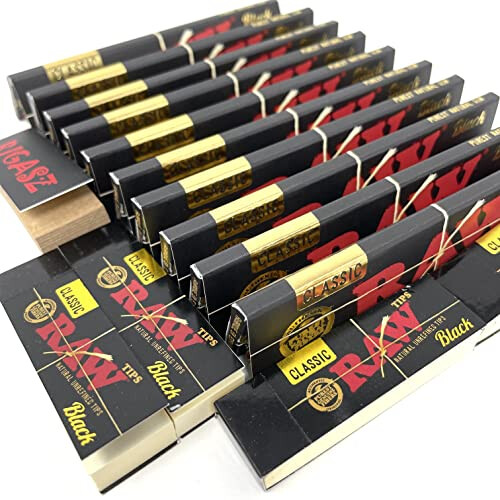 Rigasz Roach and RAW Classic Black King Size Slim [10 Pack + 4 Black Tips] Rolling Papers 2