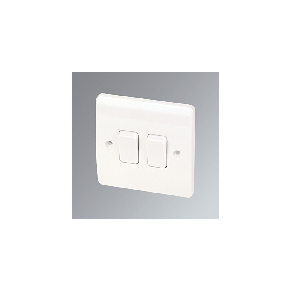 2-Gang 2-Way 10Ax Light Switch White By Mk 5054480221085