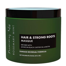 Capelli di menta del rosmarino soleggiato e radici forti maschera 16oz | Infuso con olio di biotina e giamaicano di ricino nero | Formula a doppia cr