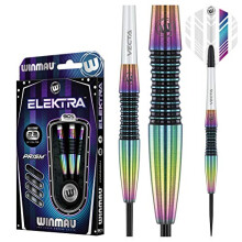 Elektra 90% Tungsten Steel Tip Darts with Prism Flights and Vecta Shafts (Stems) 22 gram - Urban Grip - Match Weighed - Streamline Torpedo Profile