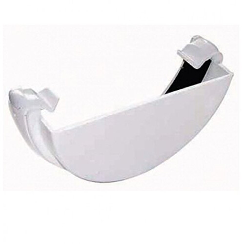 White Half Round Gutter External Stop End 112mm