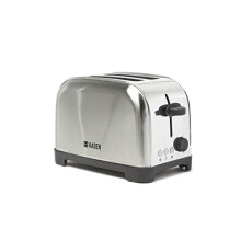 Iver Silver Toaster 2 Slice - Compact Design with 6 Browning Controls & Anti-Jam Function - 2 Slice Toaster Wide Slot - Easy to Clean with Removable