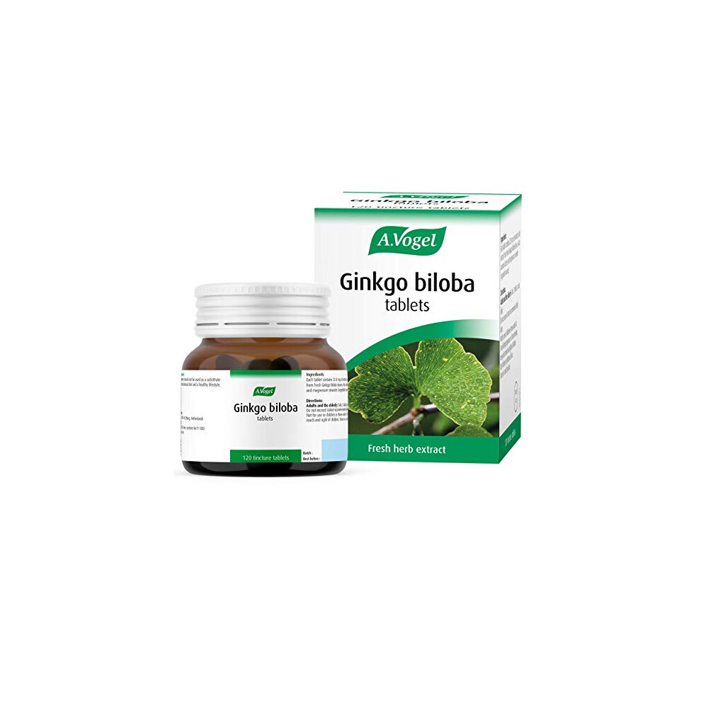 A.vogel Ginkgo Biloba Tablets | Food Supplement | Extract From Fresh Ginkgo Biloba Leaves | Suitable For Vegetarians | 30 Days Supply | 120 Tablets