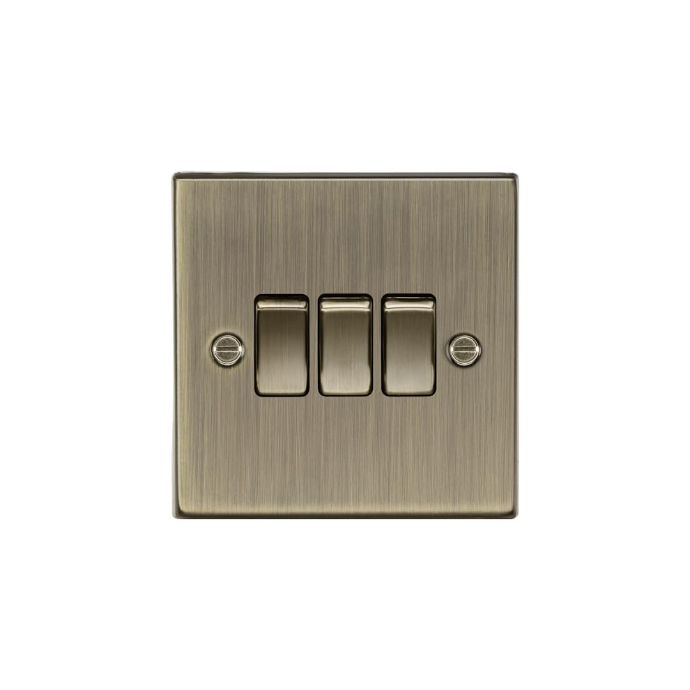 10Ax 3G 2 Way Plate Switch - Square Edge Antique Brass Cs4ab 5055832975854