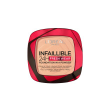 L'Oréal Paris Infallible 24H Fresh Wear Foundation in a Powder, Full-coverage, Longwear, Weightless Smooth Finish, Water-proof and Transfer-proof,