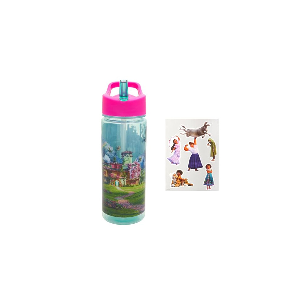 Encanto Make a Scene Sticker Water Bottle with Flip up Straw 500ml âOfficial Merchandise by Polar Gear â Kids Reusable Non Spill BPA Free -