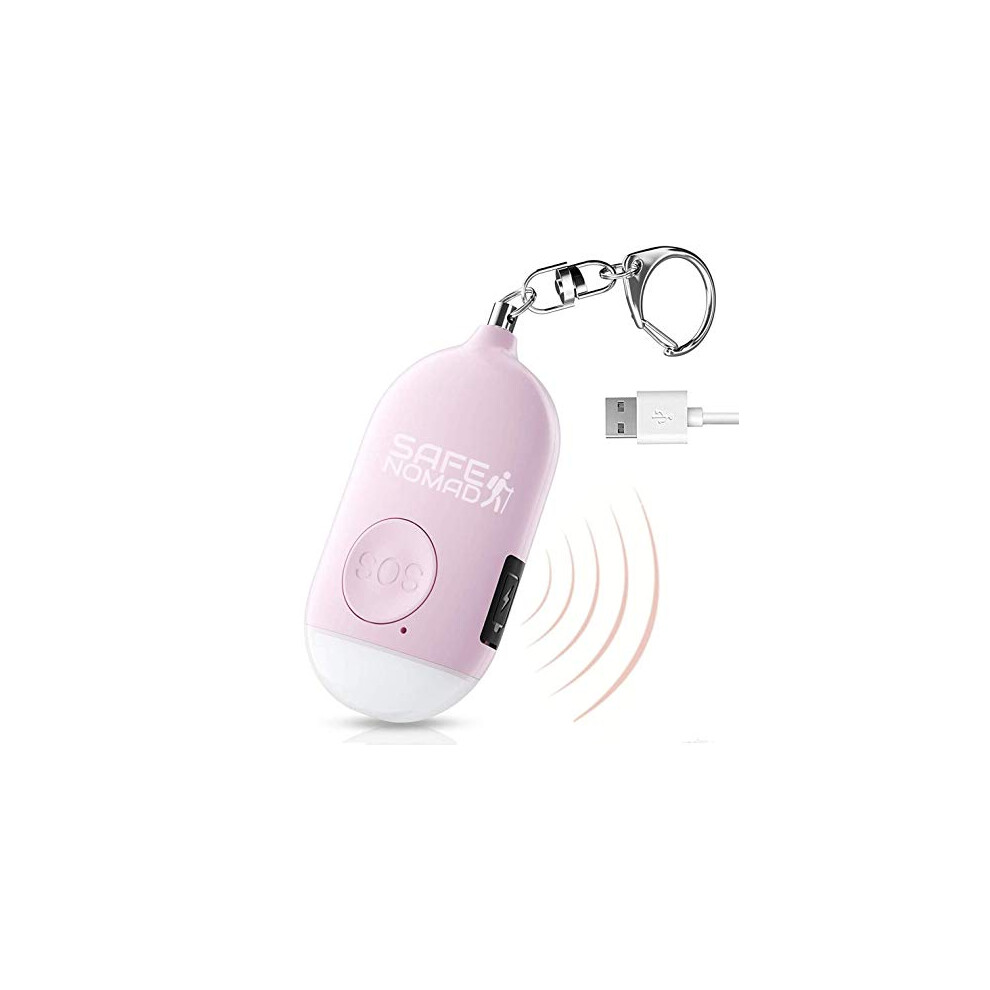Safesound Personal Alarm For Women With Led Flashlight. Rechargeable, Waterproof, Pink, Small Police Approved Panic & Rape Alarm With Keyring For 746175139649