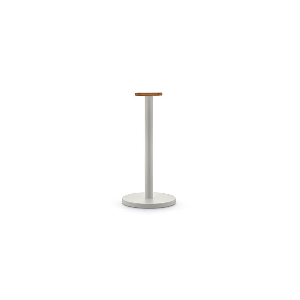 Alessi Mattina Bg05 Wg - Design Kitchen Roll Holder, In Colored Steel With Epoxy Resin And Knob In Bamboo Wood, Warm Gray