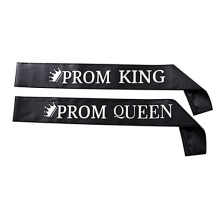 2 Pcs Prom King and Prom Queen Sashes Hen Party Sash Prom Stylish Graduation Satin Sashes Reusable for Leavers Ball Graduation School Prom