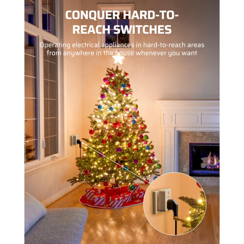 Remote Control Plug Socket, 13A/3120W Heavy Duty Wireless Light Switch, 30m/100ft Long Range, Programmable, CE and RoHS Listed, 5 Pack Sockets and 2 1