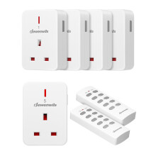 Remote Control Plug Socket, 13A/3120W Heavy Duty Wireless Light Switch, 30m/100ft Long Range, Programmable, CE and RoHS Listed, 5 Pack Sockets and 2