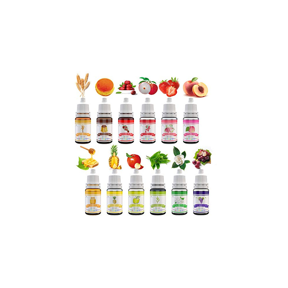Decorrom Soap Fragrance Oil - 12 Liquid Soap Scents Set For Bath Bomb Making, Soap Making Supplies - Concentrated Food Grade Soap Flavour Bath Bomb Scents For
