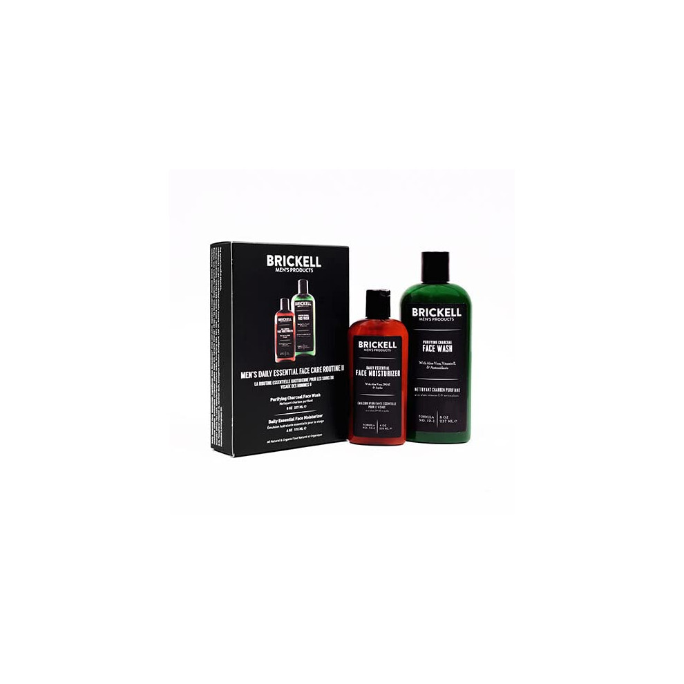 Brickell Men's Products Brickell Men's Daily Essential Face Care Routine Ii, Purifying Charcoal Face Wash And Daily Essential Face Moisturizer, Natural And Organic, Unscented