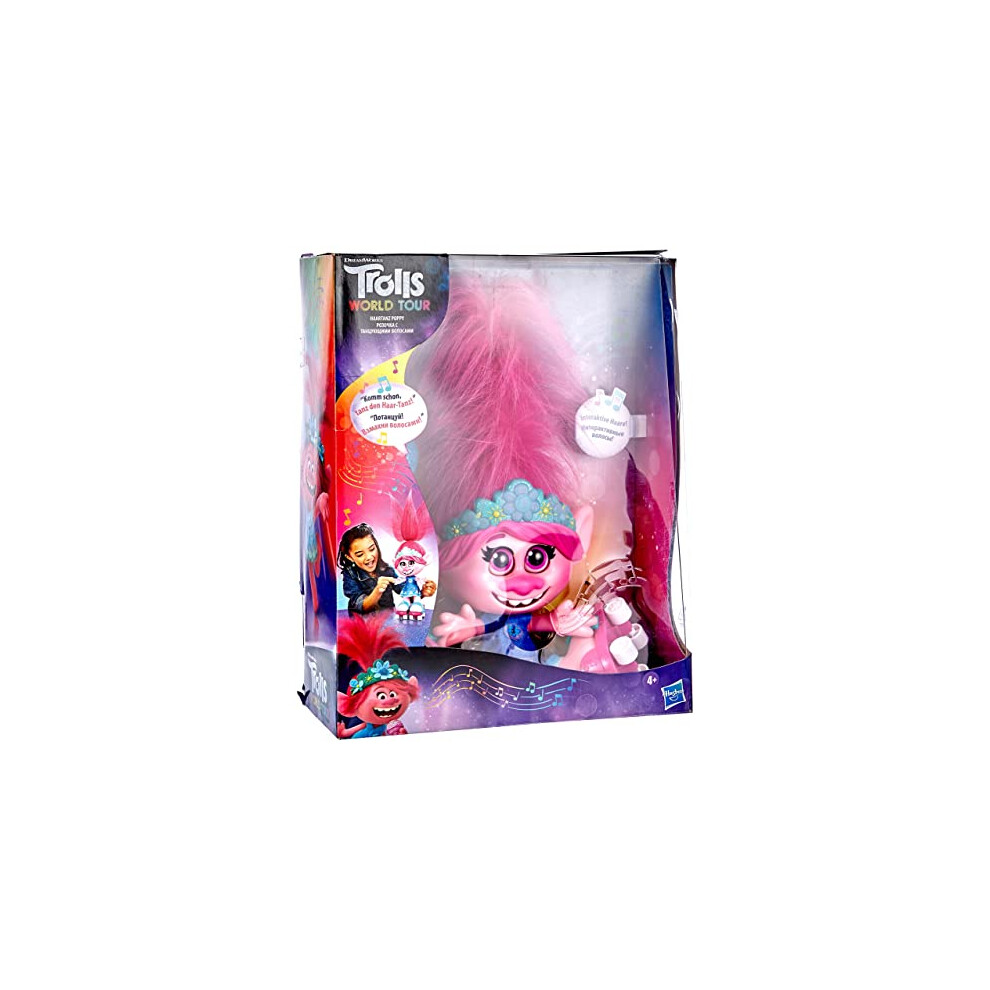 part_B084PTVJ6J Puppe DreamWorks Trolls World Tour Dance Poppy, Interactive, Talking and Singing Doll with Moving Hair, for Girls and Boys from 4