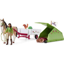 HORSE CLUB — 42533 Sarah's Camping Adventure Horse Playset, 23-Piece Toy Horse and Trailer Set with Doll and Camping Tent, Horse Toys for Girls and