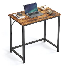 Office Desk Table Workstation 80 x 50 x 75 cm for Office Living Room Bedroom Simple Assembly Metal Industrial Style Rustic Brown Black LWD038B01