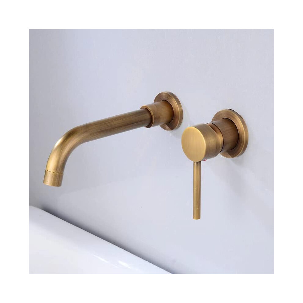 017 Wall Sink tap, Brushed Brass, Bronze Tone, Bathroom Wall tap