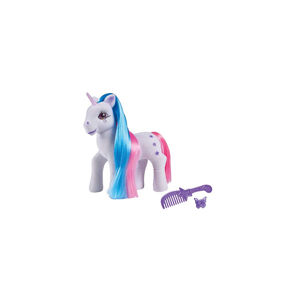 104342482 - Unicorn with Colourful Hair, 14 cm, Flocked, with Comb and Hair Clips, from 3 Years