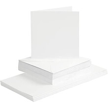 Creotime kortit ja kuoret 15 x 15 cm 50 settiä valkoisia