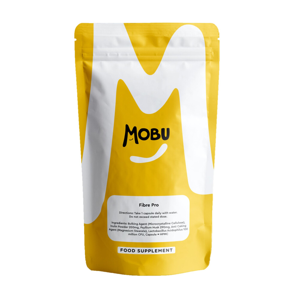 Mobu Fibre Pro 60 Capsules | Acidophilus, Inulin And Psyllium Husk Complex | Friendly Bacteria Digestion Support | Uk Made | Gmp Approved |