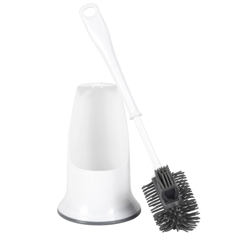 LA084538UFEU7 Antibac Bathroom Toilet Brush And Holder - Treated with Zinc Pyrithione To Prevent Bacteria Build Up, Non-Scratch Silicone Bristles,